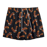 White And Brown Eagle Pattern Print Mesh Shorts