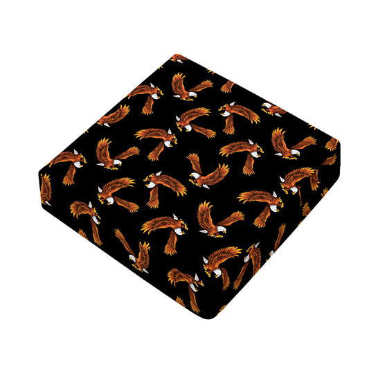 White And Brown Eagle Pattern Print Outdoor Seat Cushion Cover