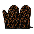White And Brown Eagle Pattern Print Oven Mitts
