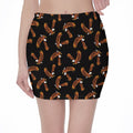 White And Brown Eagle Pattern Print Pencil Mini Skirt