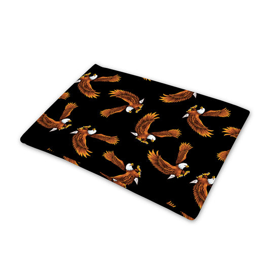White And Brown Eagle Pattern Print Pet Cooling Mat Cover