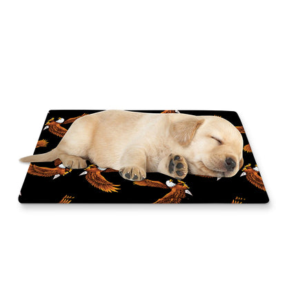 White And Brown Eagle Pattern Print Pet Cooling Mat Cover