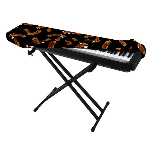 White And Brown Eagle Pattern Print Piano Keyboard Cover