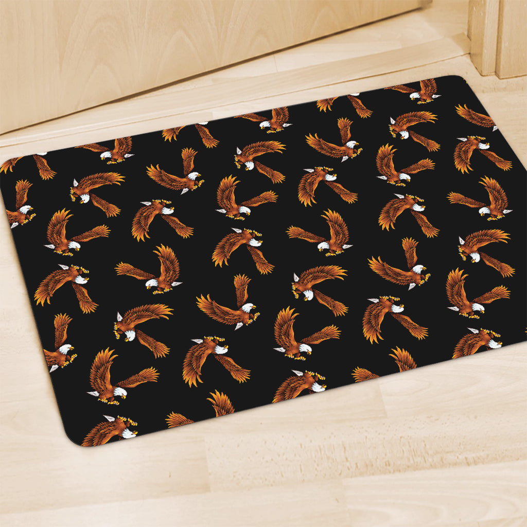 White And Brown Eagle Pattern Print Polyester Doormat