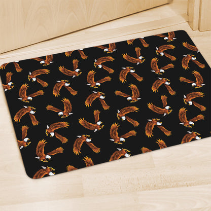 White And Brown Eagle Pattern Print Polyester Doormat