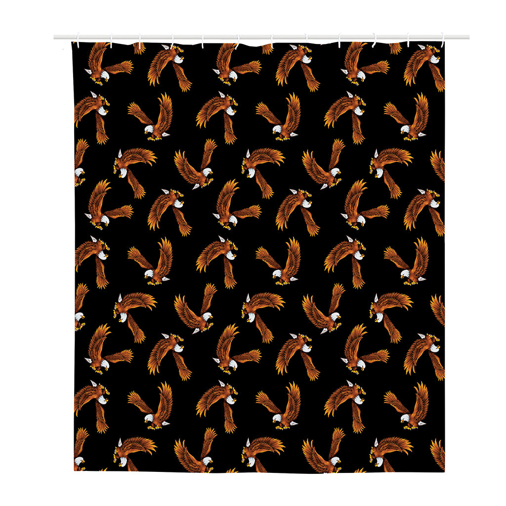 White And Brown Eagle Pattern Print Polyester Shower Curtain
