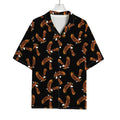 White And Brown Eagle Pattern Print Rayon Hawaiian Shirt