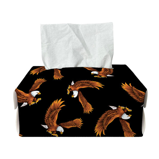 White And Brown Eagle Pattern Print Rectangle Tissue Box Cover