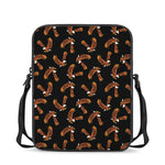 White And Brown Eagle Pattern Print Rectangular Crossbody Bag