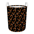 White And Brown Eagle Pattern Print Round Laundry Basket