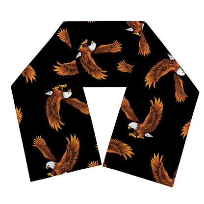 White And Brown Eagle Pattern Print Scarf