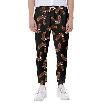 White And Brown Eagle Pattern Print Scuba Joggers