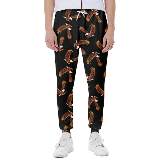 White And Brown Eagle Pattern Print Scuba Joggers