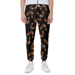 White And Brown Eagle Pattern Print Scuba Joggers