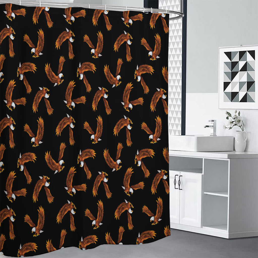 White And Brown Eagle Pattern Print Shower Curtain