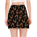 White And Brown Eagle Pattern Print Side Slit Mini Skirt