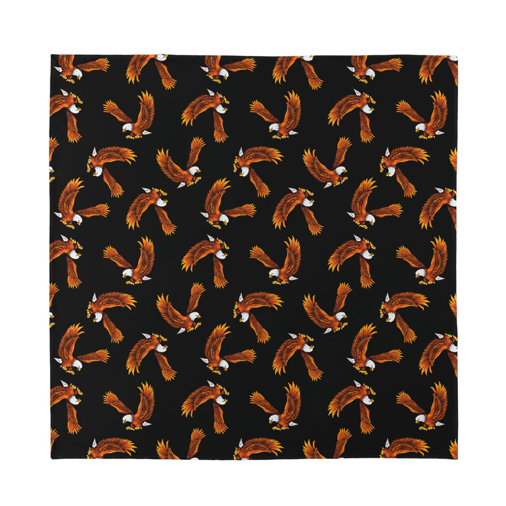 White And Brown Eagle Pattern Print Silk Bandana