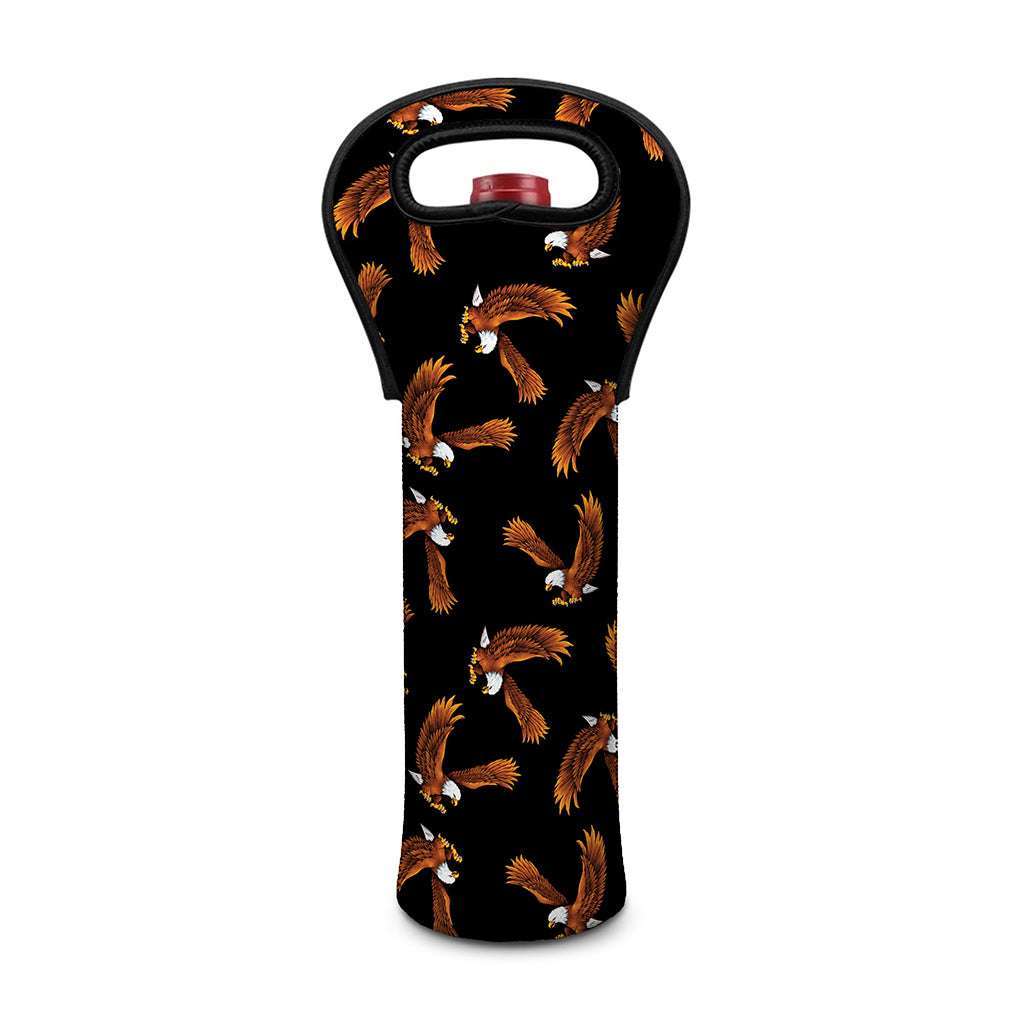 White And Brown Eagle Pattern Print Single Neoprene Wine Tote