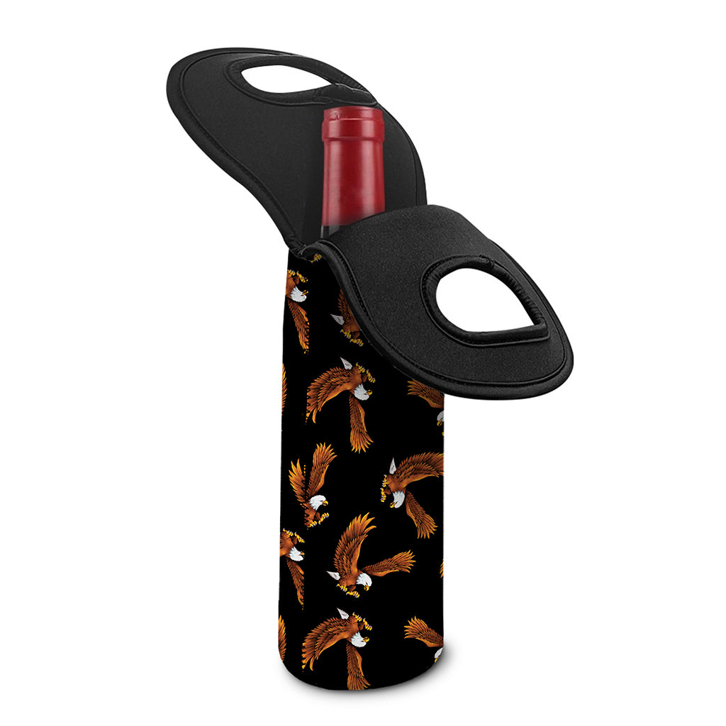 White And Brown Eagle Pattern Print Single Neoprene Wine Tote