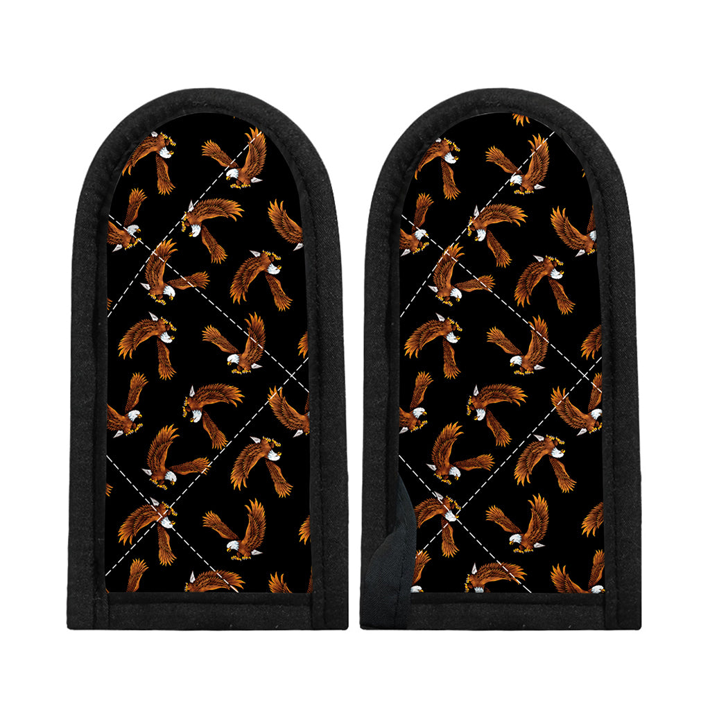 White And Brown Eagle Pattern Print Skillet Handle Cover