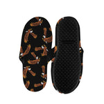 White And Brown Eagle Pattern Print Slippers