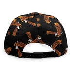 White And Brown Eagle Pattern Print Snapback Cap