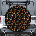White And Brown Eagle Pattern Print Tire Cover