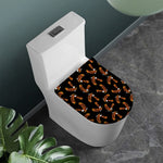 White And Brown Eagle Pattern Print Toilet Lid Cover