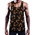 White And Brown Eagle Pattern Print Training Tank Top