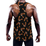 White And Brown Eagle Pattern Print Training Tank Top