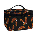 White And Brown Eagle Pattern Print Travel Makeup Bag