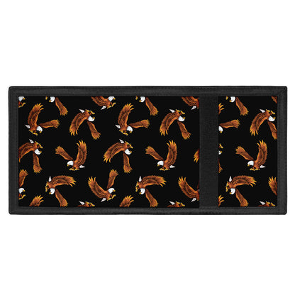 White And Brown Eagle Pattern Print Trifold Wallet