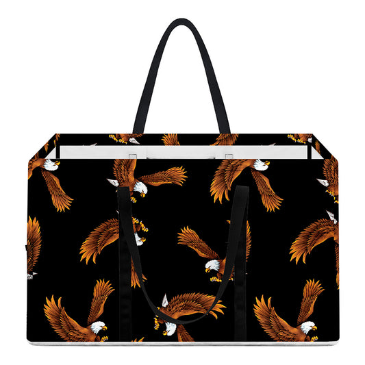 White And Brown Eagle Pattern Print Utility Tote Bag