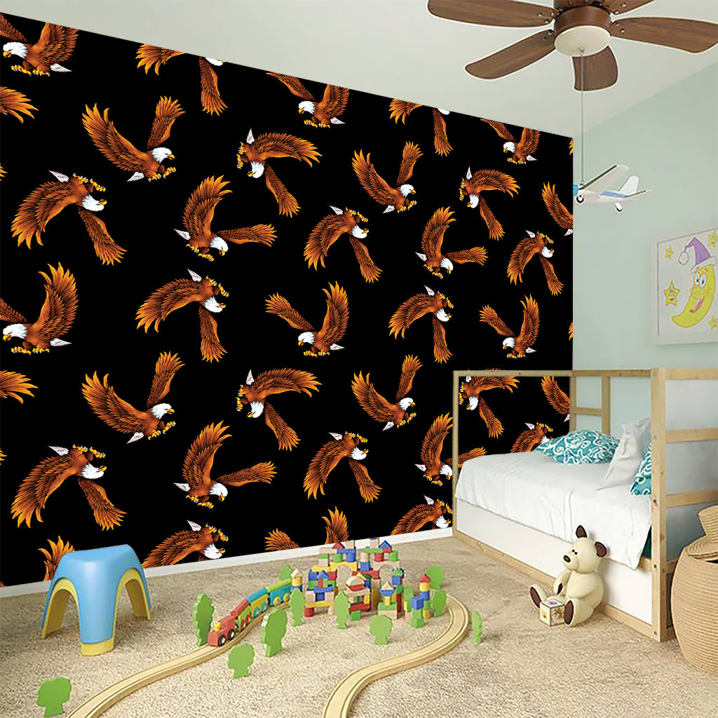 White And Brown Eagle Pattern Print Wall Sticker