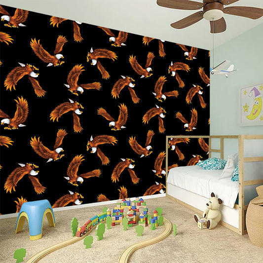 White And Brown Eagle Pattern Print Wall Sticker