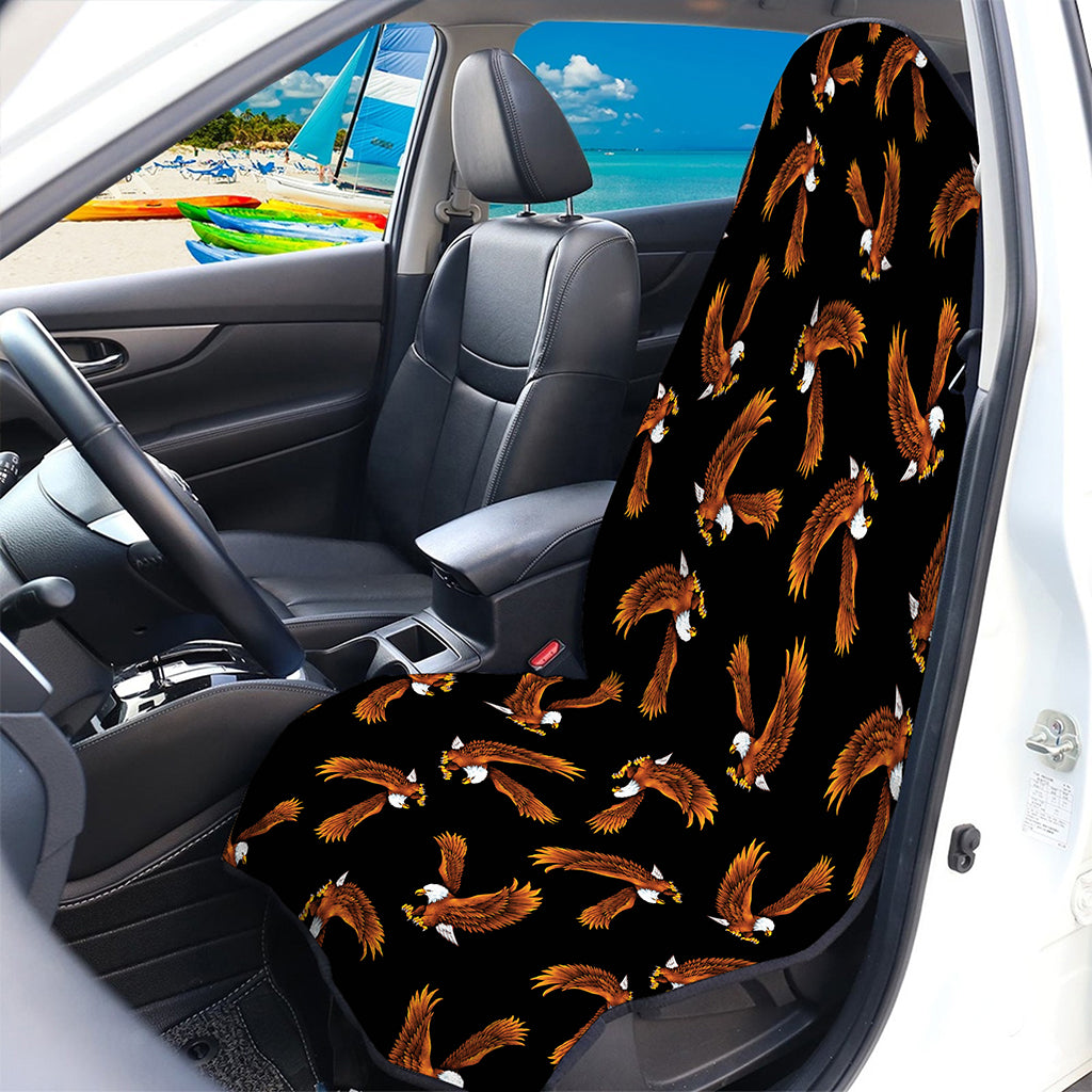 White And Brown Eagle Pattern Print Waterproof Car Seat Cover