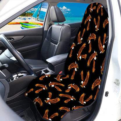 White And Brown Eagle Pattern Print Waterproof Car Seat Cover