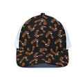 White And Brown Eagle Pattern Print White Mesh Trucker Hat