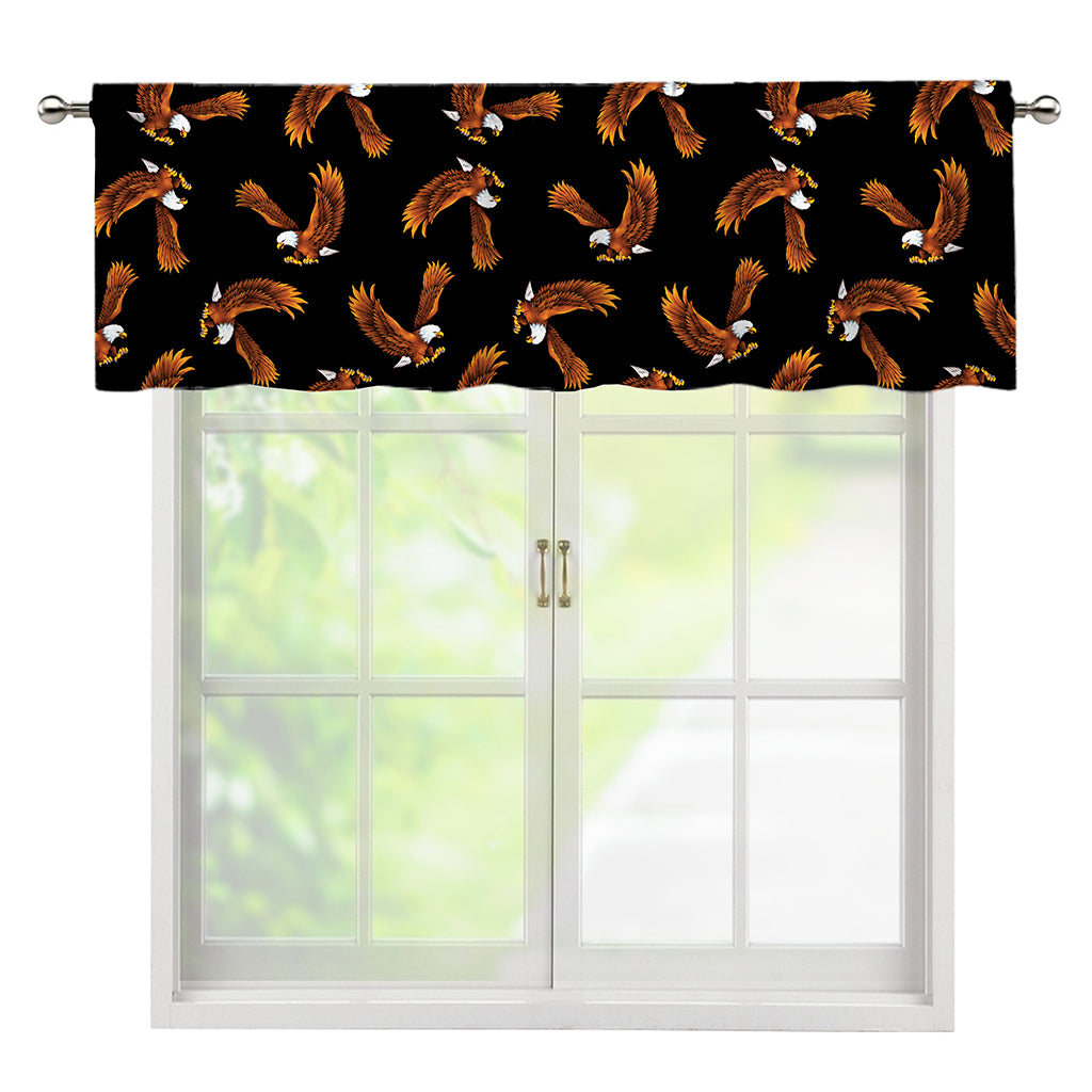White And Brown Eagle Pattern Print Window Valance