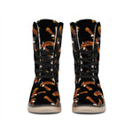 White And Brown Eagle Pattern Print Winter Boots