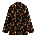 White And Brown Eagle Pattern Print Women's Blazer
