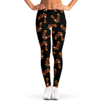 White And Brown Eagle Pattern Print Women's Leggings