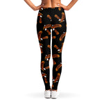White And Brown Eagle Pattern Print Women's Leggings
