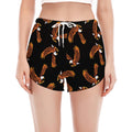 White And Brown Eagle Pattern Print Women's Split Running Shorts