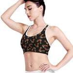 White And Brown Eagle Pattern Print Women's Sports Bra