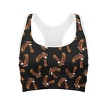 White And Brown Eagle Pattern Print Women's Sports Bra