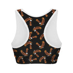 White And Brown Eagle Pattern Print Women's Sports Bra