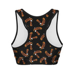 White And Brown Eagle Pattern Print Women's Sports Bra