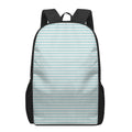 White And Cyan Striped Pattern Print 17 Inch Backpack