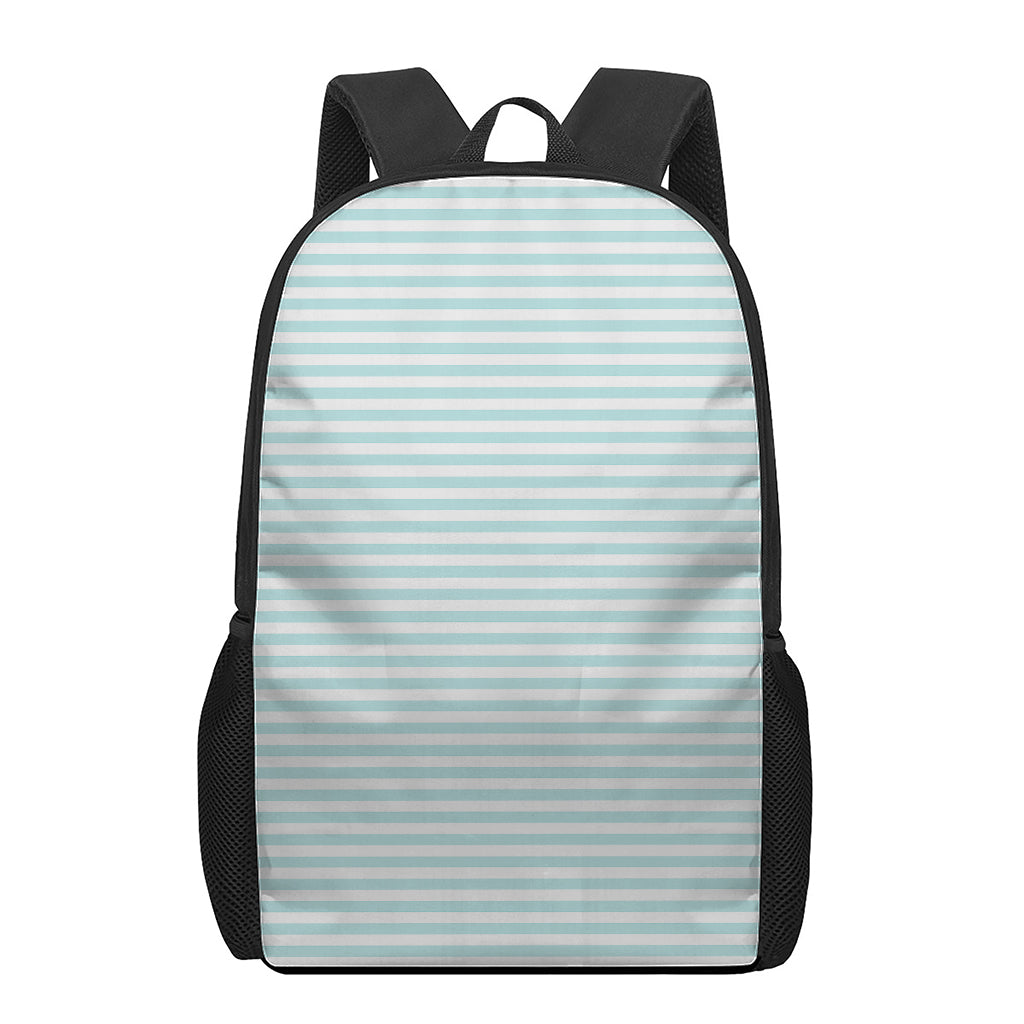 White And Cyan Striped Pattern Print 17 Inch Backpack